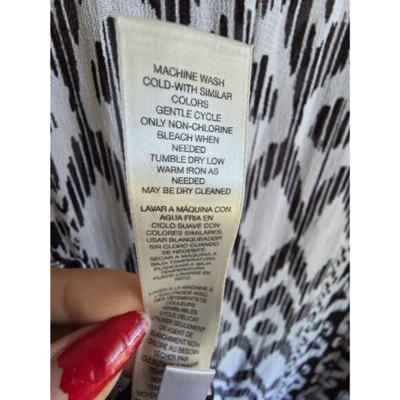 Chico’s Sheer Top Blouse Tunic Black White Red Boho Peasant Gypsy Flowy Sz. 3 XL - Picture 6 of 9